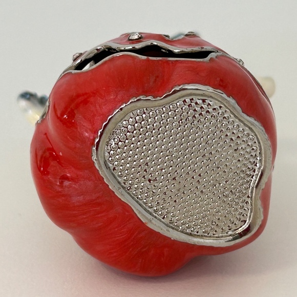 Spooky Metal Enameled Trinket Box Porcelain Ghost Crystals - Picture 8 of 8